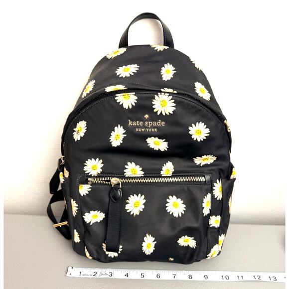 Kate Spade Daisy Floral Nylon Mini Backpack Black NWOT